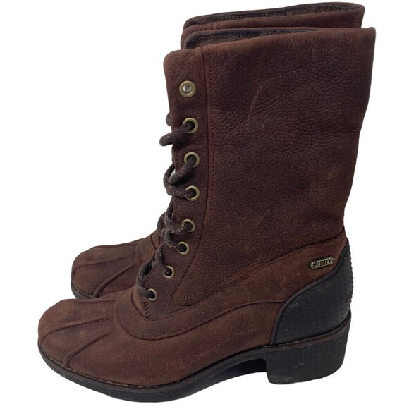 Merrell Brunette Laced brown fur lined heeled boots Womens Size 6 - Picture 3 of 8